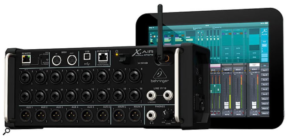 Behringer XR-18 and iPads - a more than capable personal monitoring system for a recording studio.