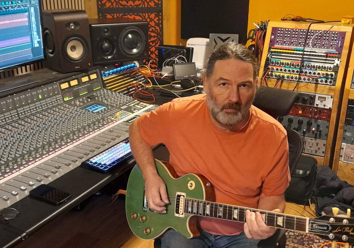 Kent music producer Nick Wood working on a client project at Oastview Studio.