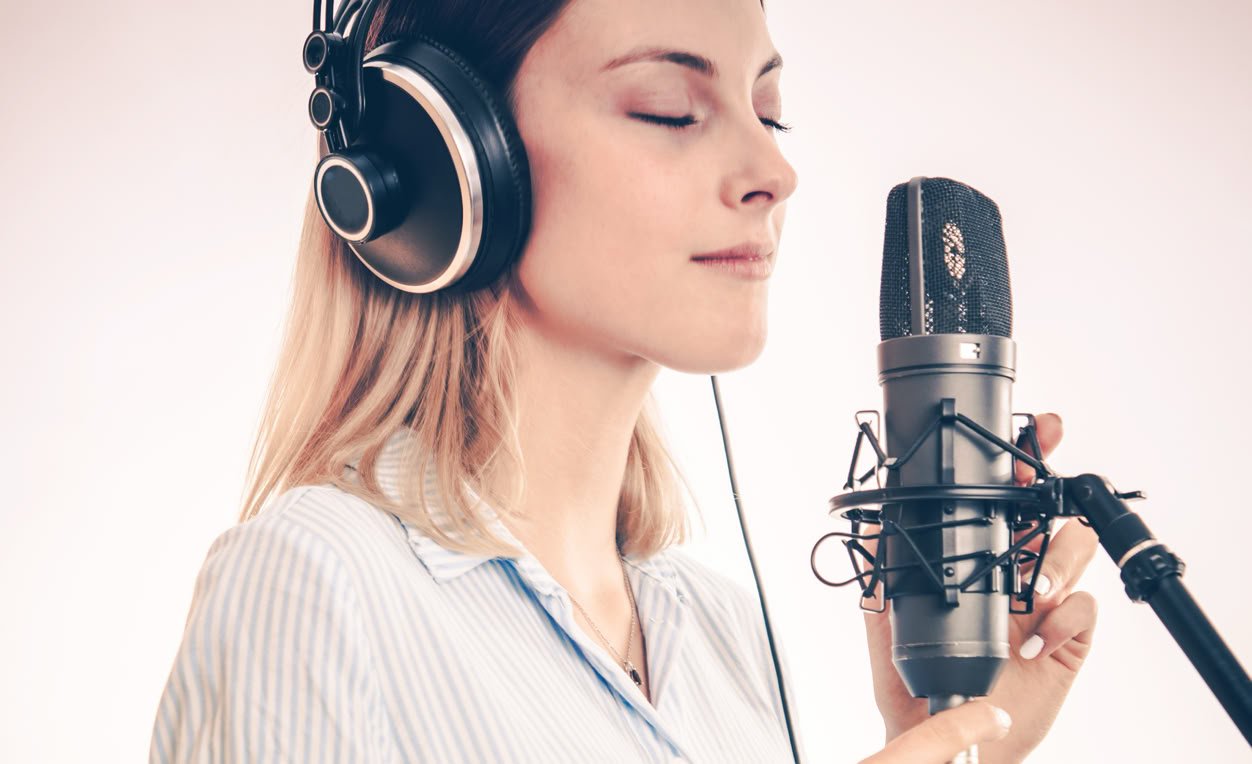 Acoustic singer/songwriter recording in a Kent recording studio.