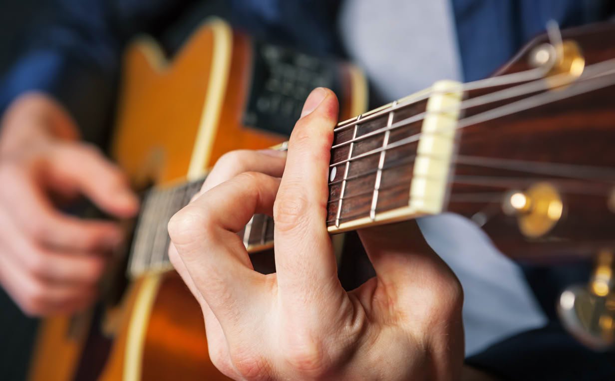 Acoustic singer/songwriter recording in a Kent recording studio.